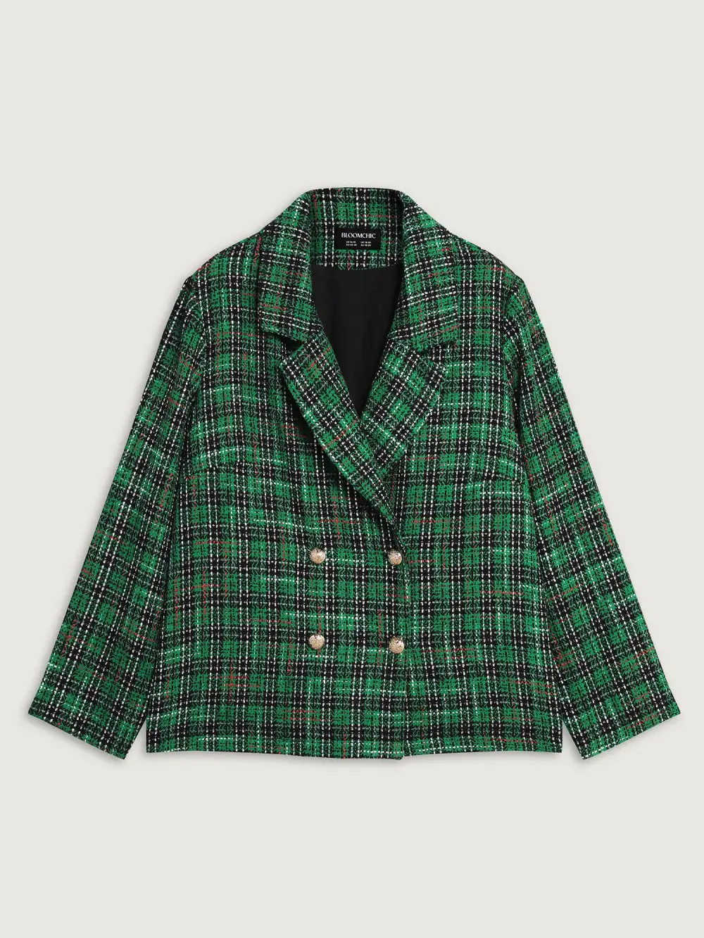 Tweed Plaid Double Button Jacket