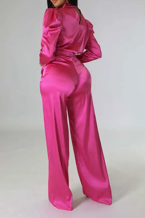  Luxe Puff Sleeve Pant Suit