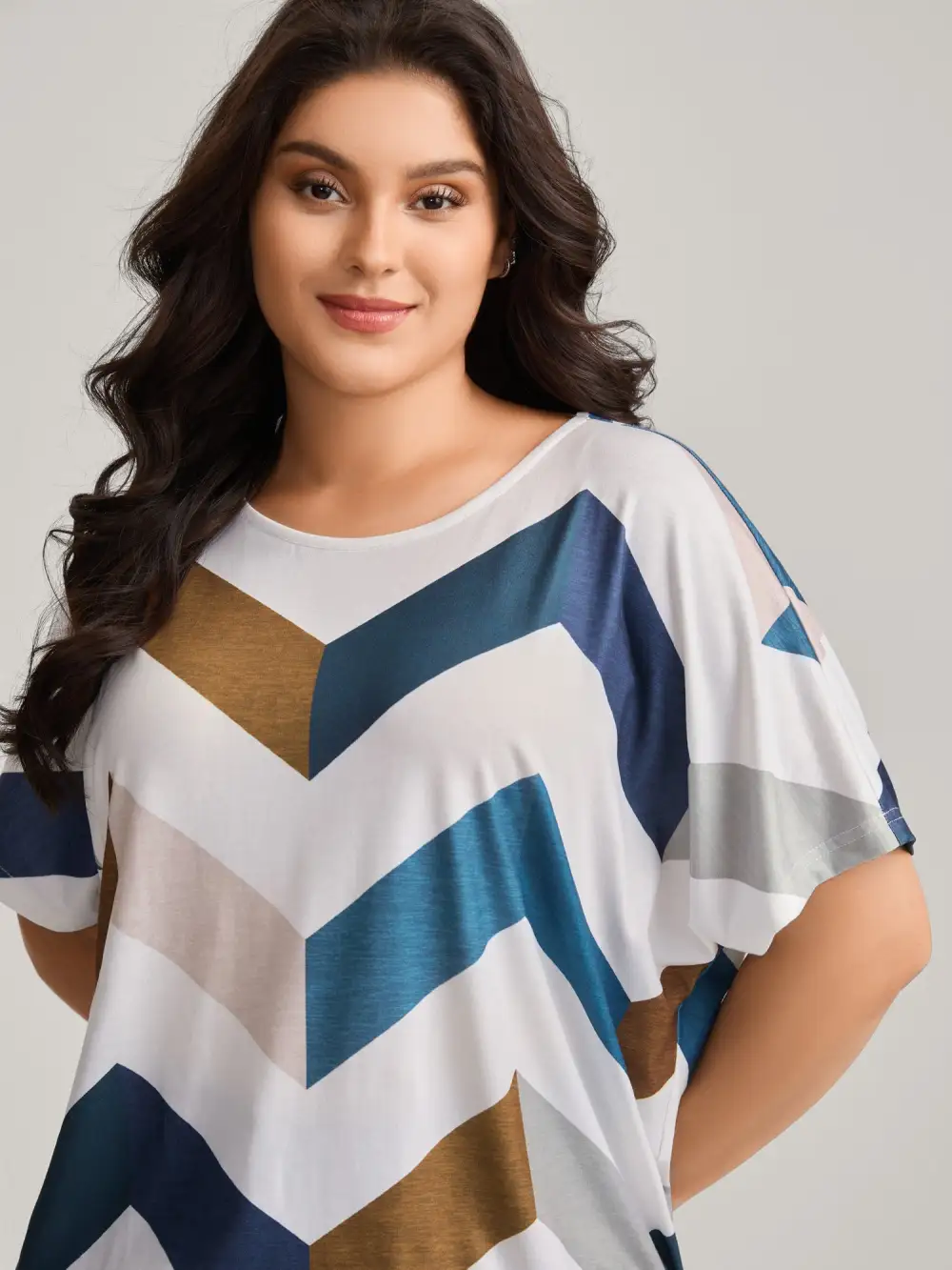 Color Block Wavy Print T-Shirt