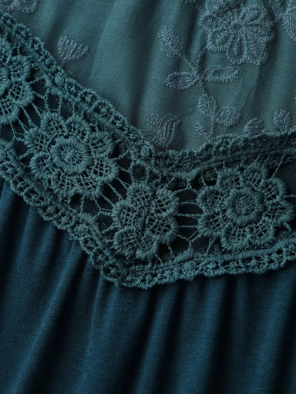 Embroidered Tiered Floral Lace T-Shirt