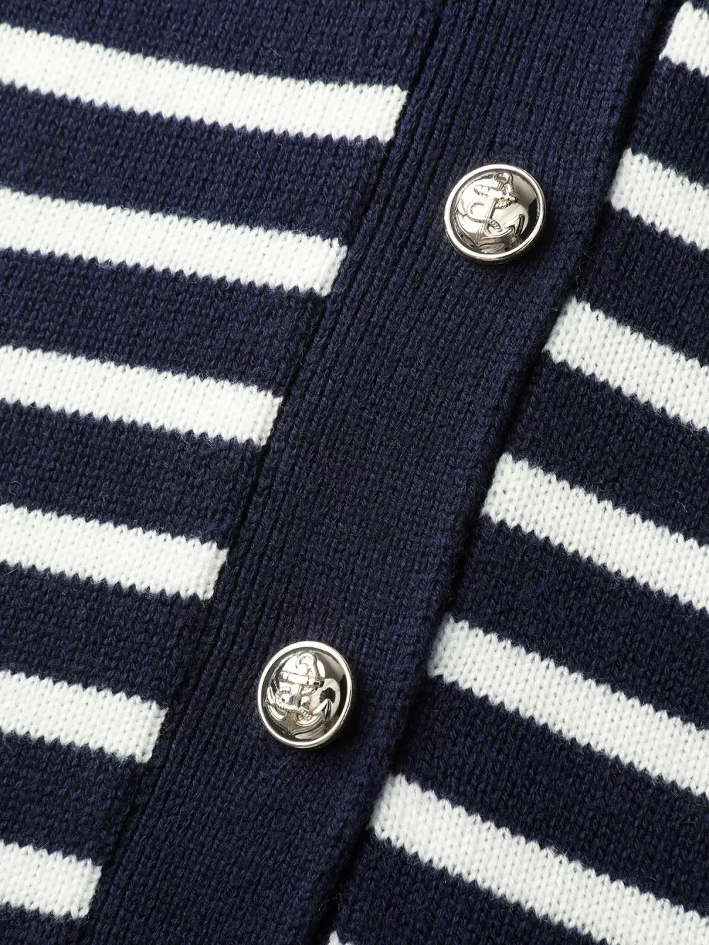 Wool-Blend Stripe Button Pockets Knit Cardigan