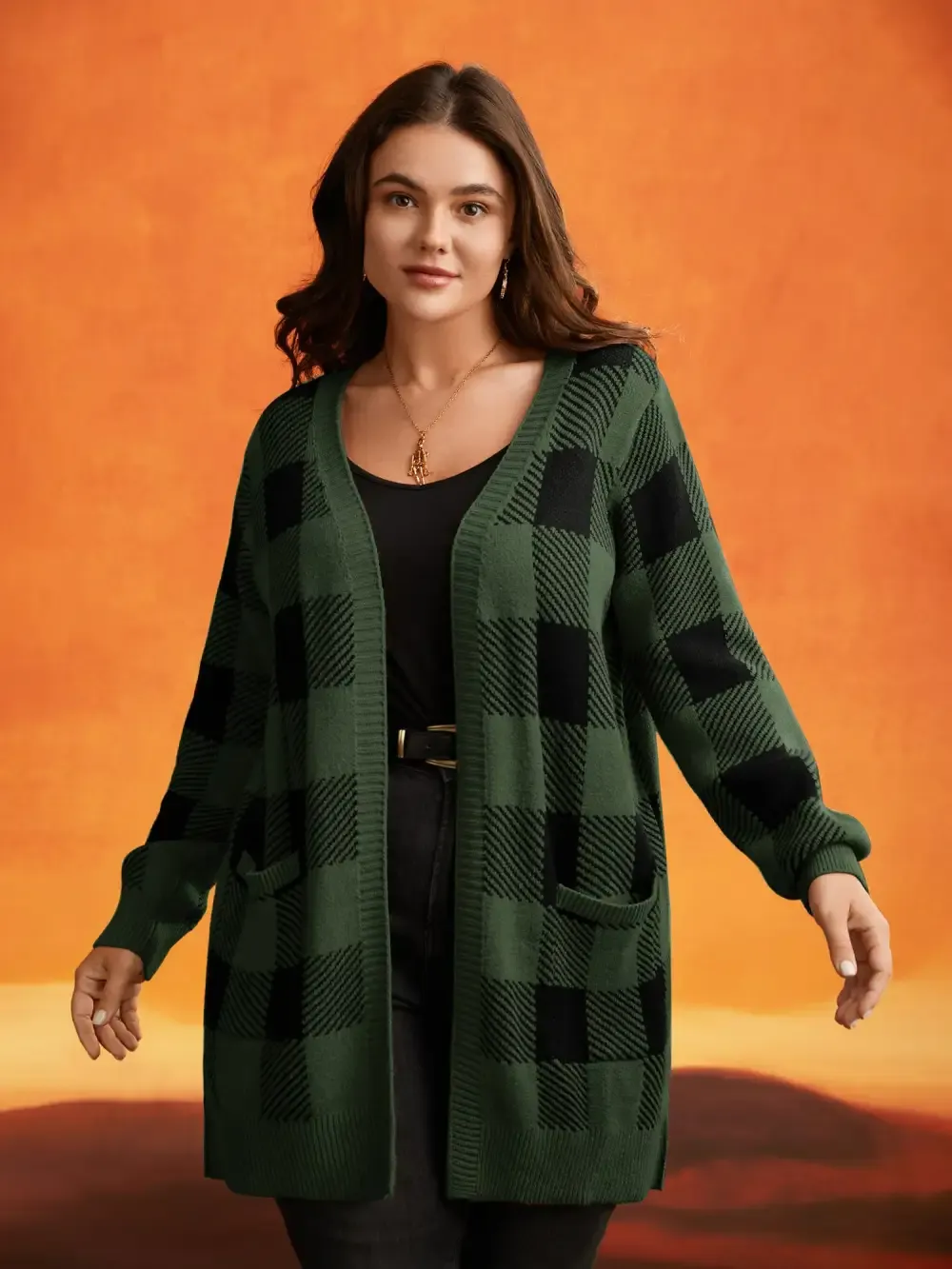 Supersoft Essentials Halloween Plaid Open Cardigan