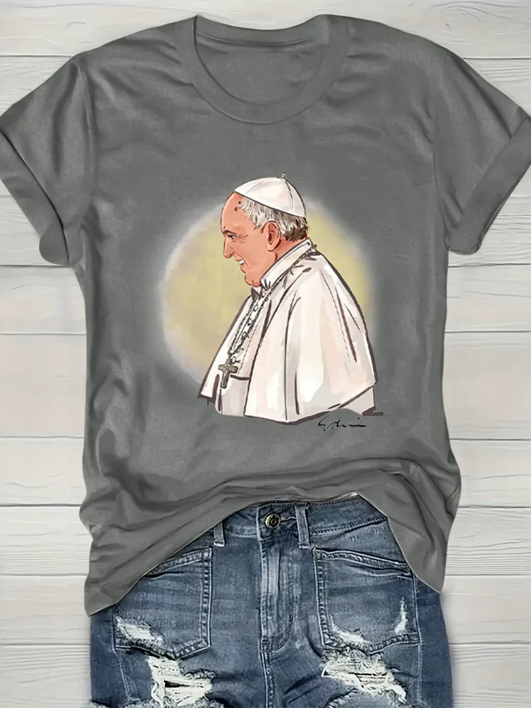 Women's God Never Tires Of Forgiving Us Print Short Sleeve Round Neck Cotton T-Shirt