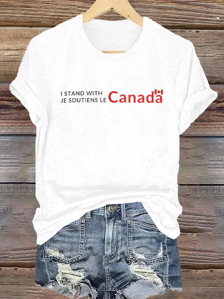 Women'S I Stand With Je Soutiens Le Canada Round-Neck Short-Sleeved T-Shirt