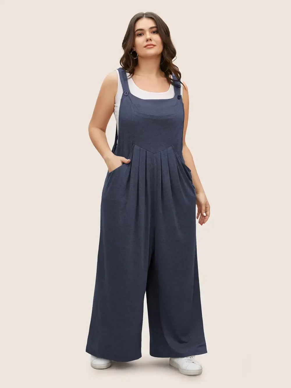 Supersoft Essentials Solid Pleated Pocket Jumpsuit