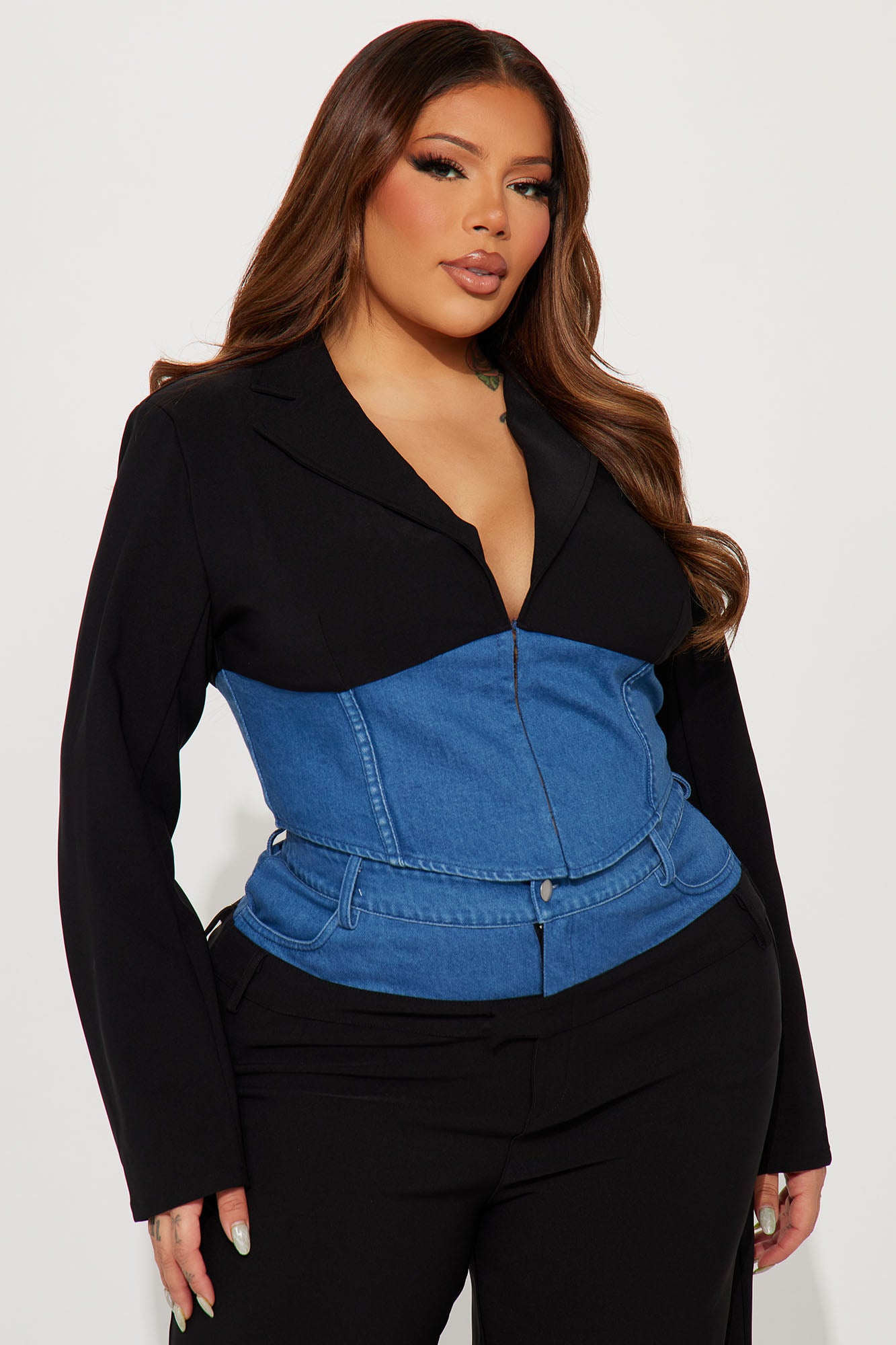 Staying Chic Blazer Pant Set - Black