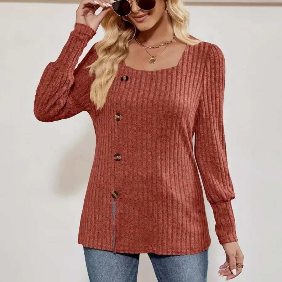 Maud Casual Chic Top with Square Collar
