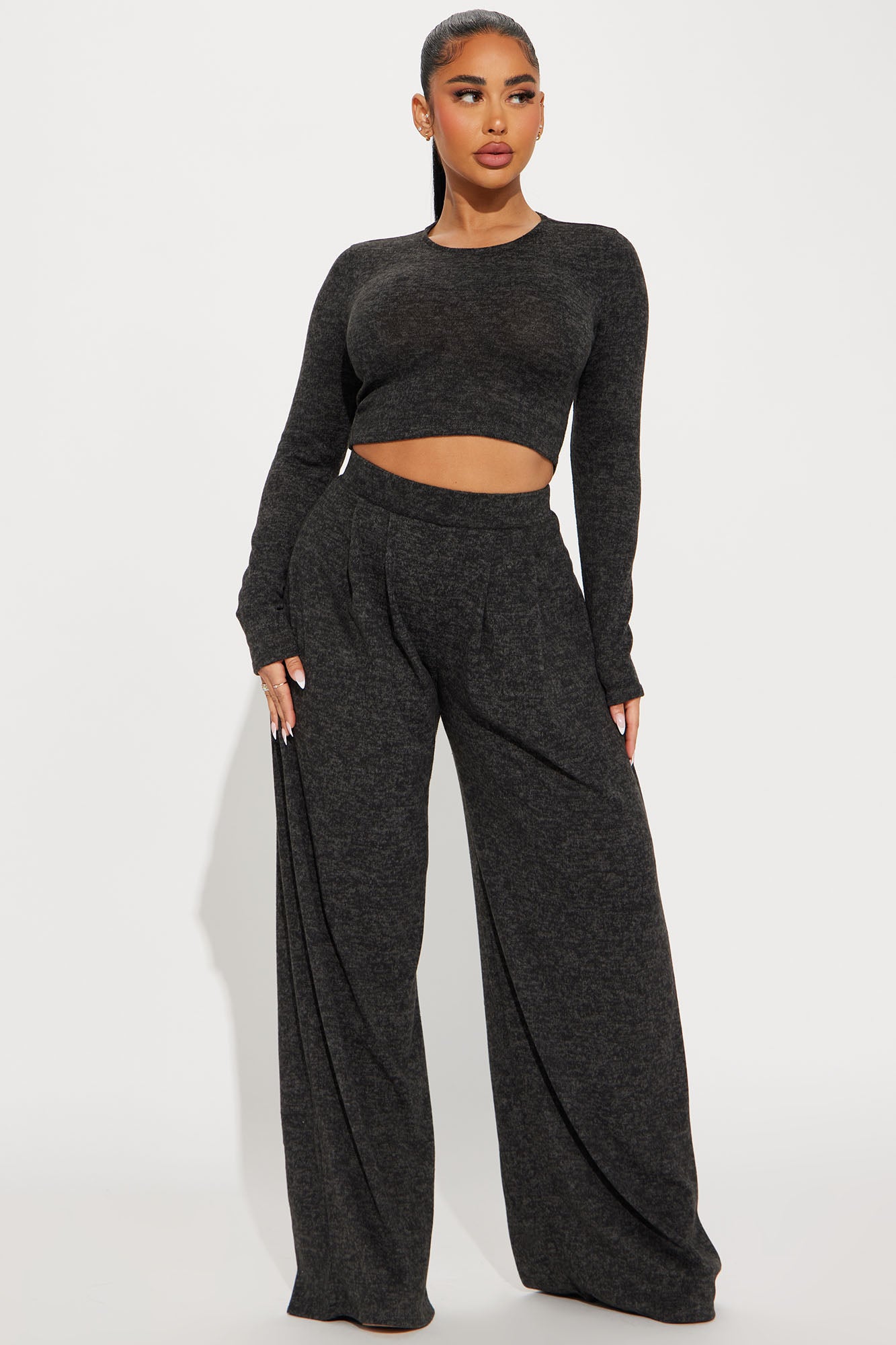 Chosen One Brushed Knit Pant Set - Black