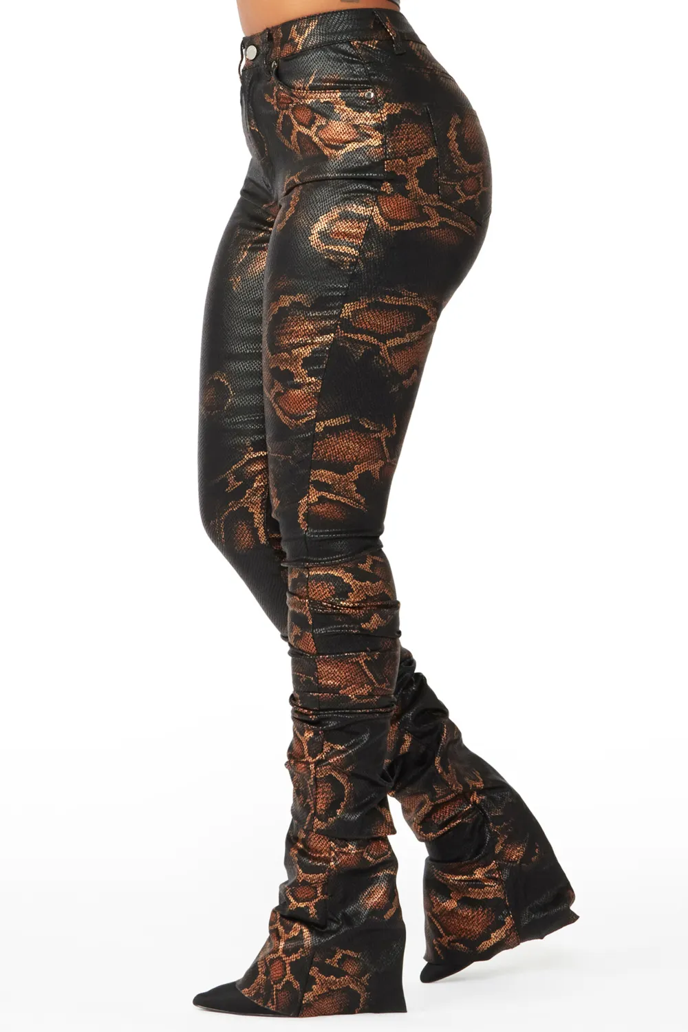 The Drama Snake PU Super Stacked Pant