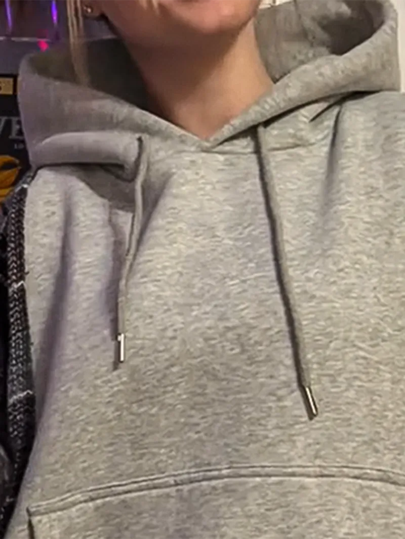 Grey Streetwear Leisure Hoodie Sweatshirts