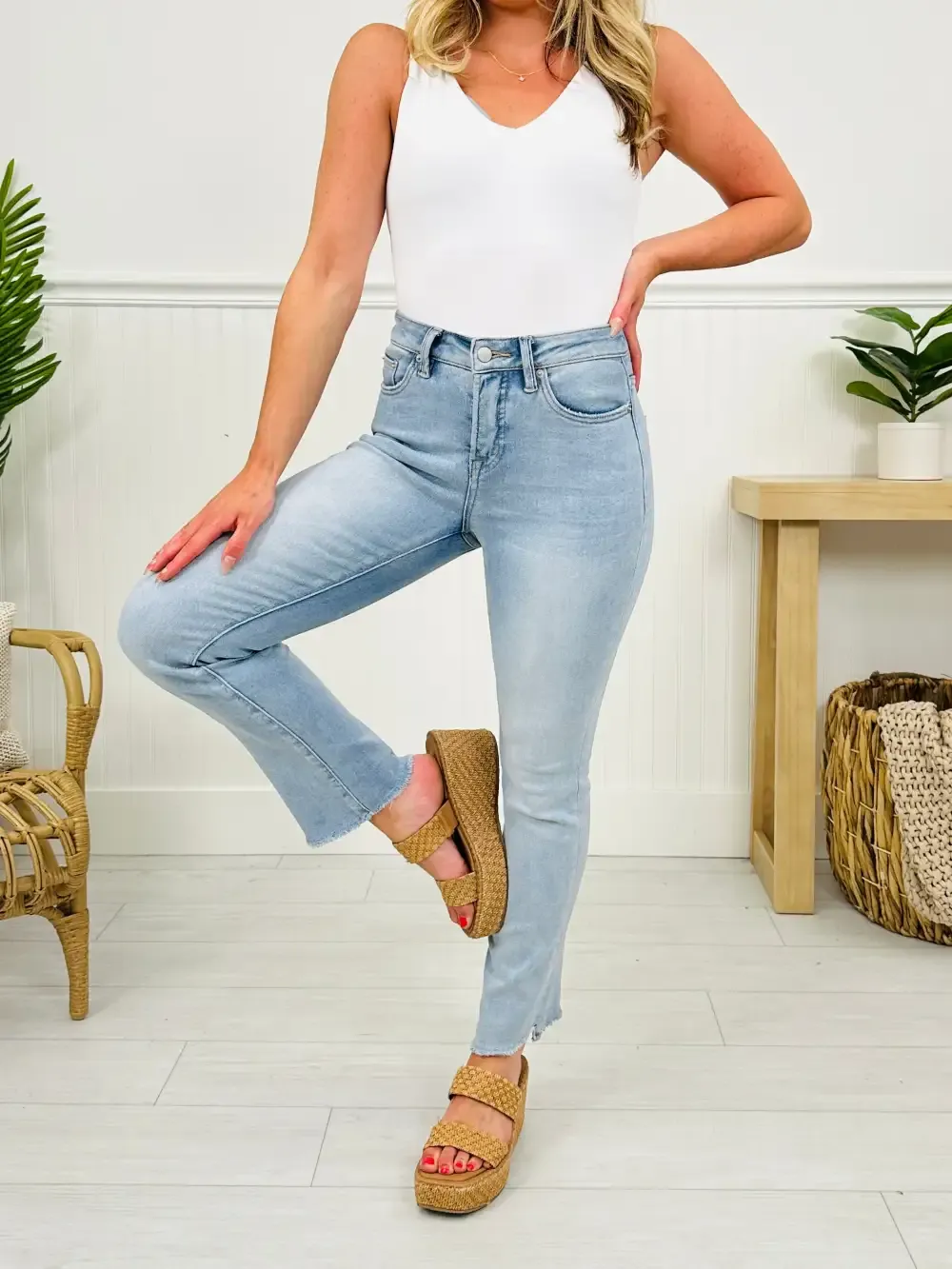 One Step Ahead Tummy Control Cropped Step Hem Jeans
