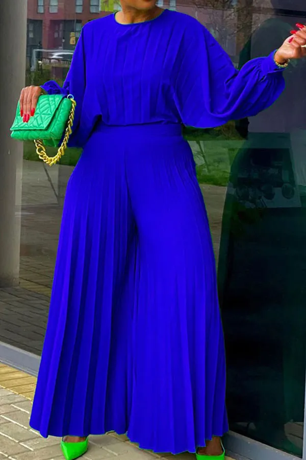 Pleated Wide-Leg Pant Set
