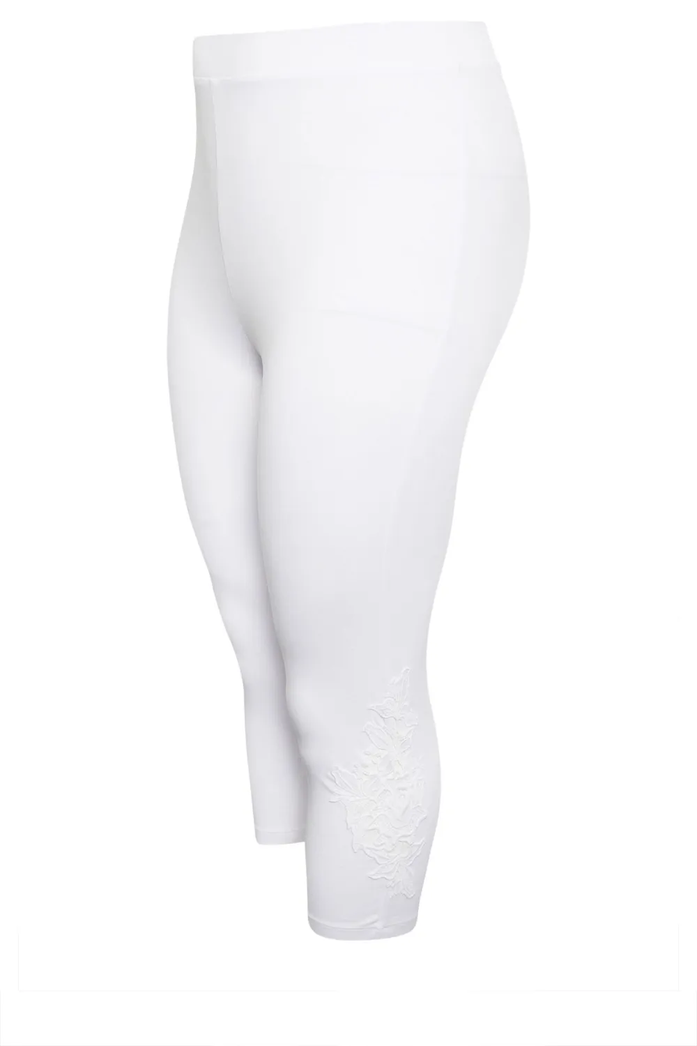 YOURS Curve Black Lace Stretch Cropped Leggings