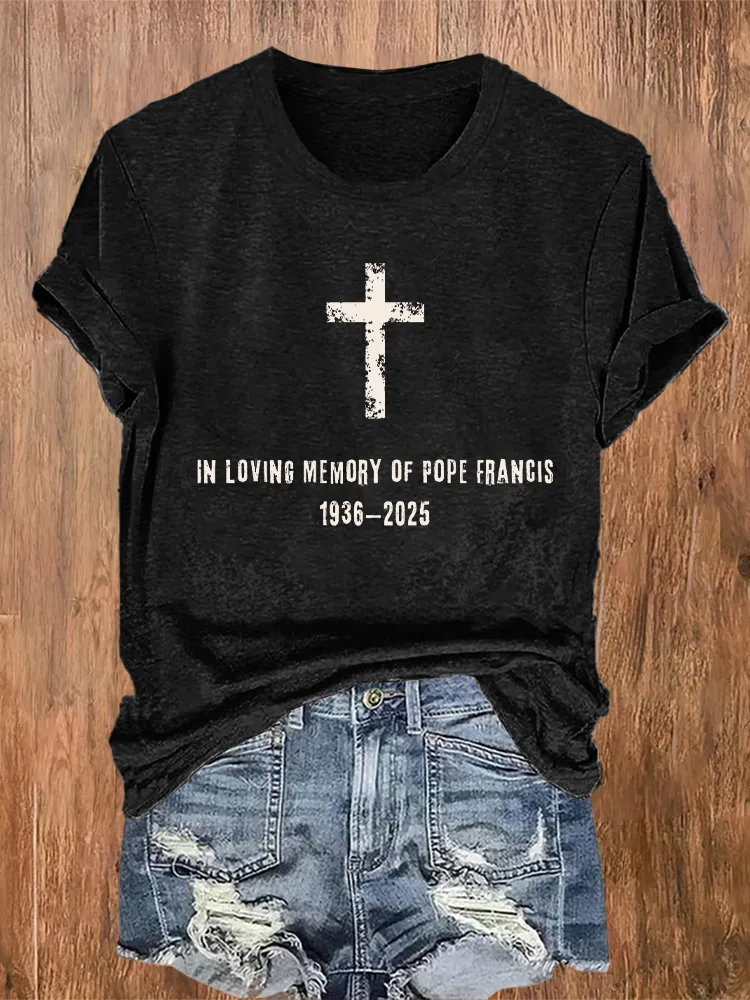 Women's In Loving Memory Of PF 1936-2025 Print Short Sleeve Round Neck Cotton T-Shirt