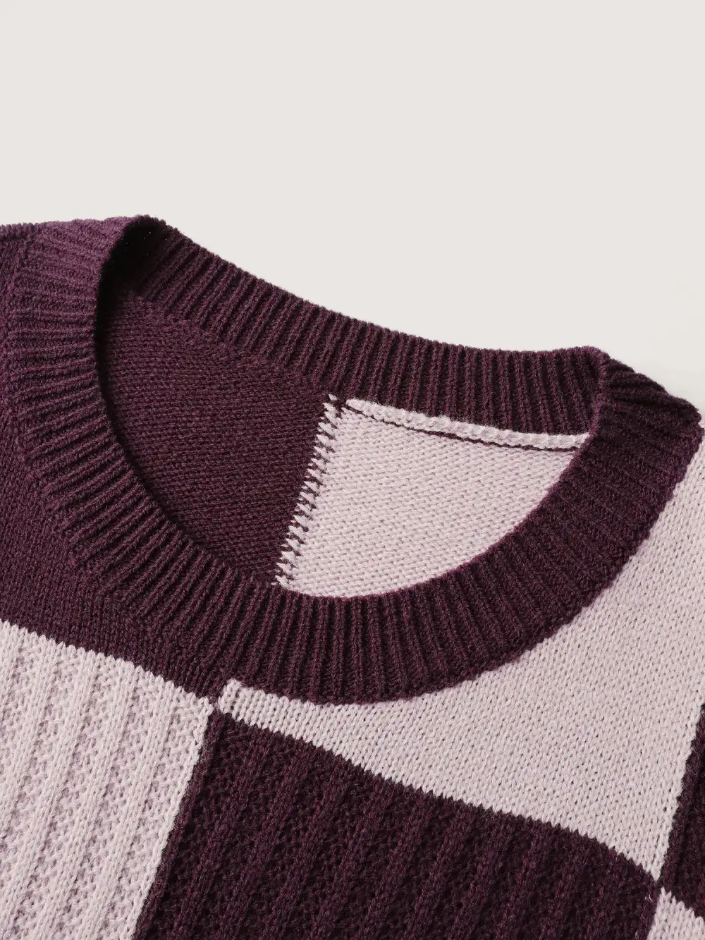 Colorblock Tissue Textured Drop Shoulder Pullover