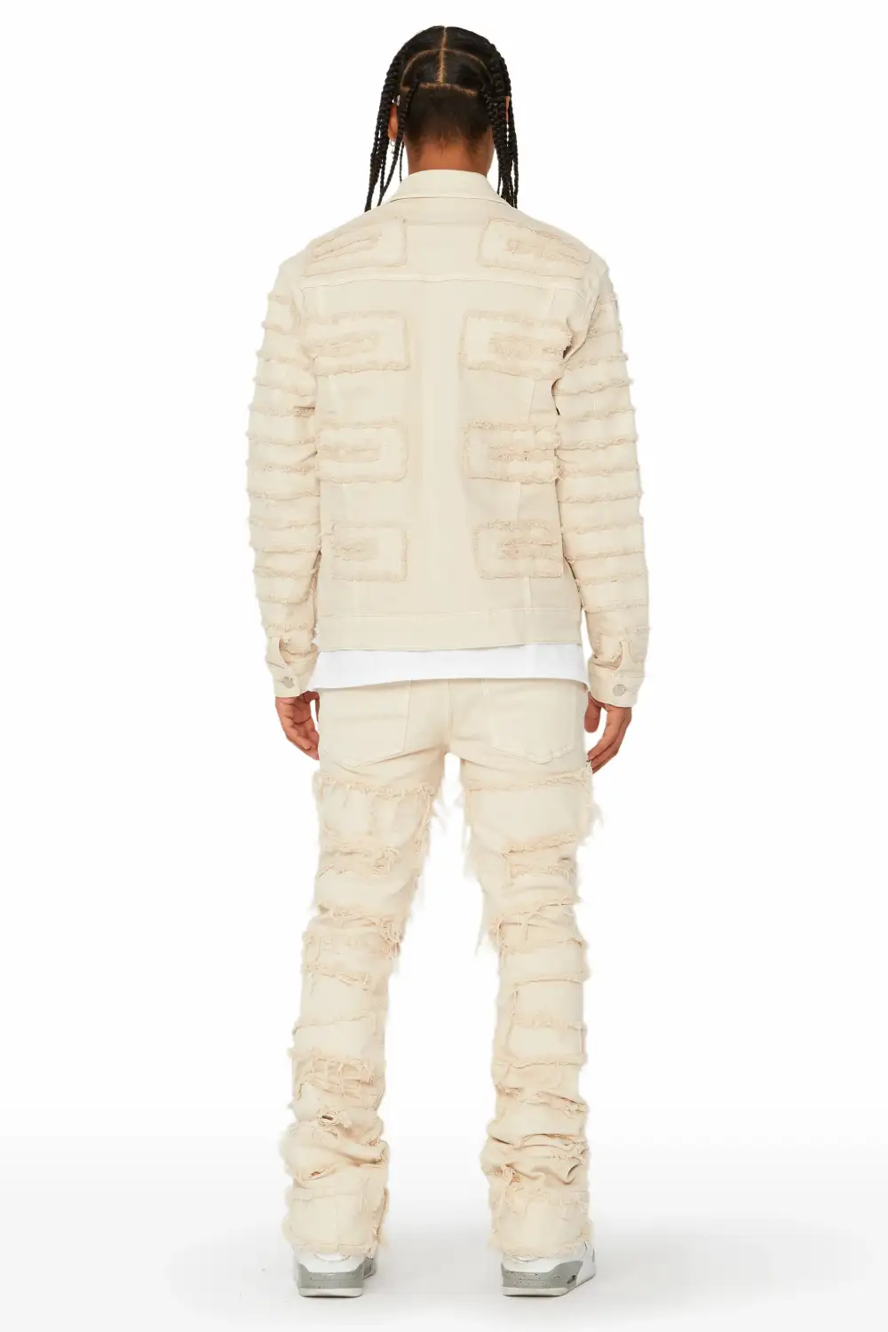 Shake Beige Stacked Flare Jean