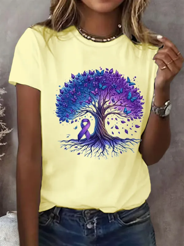 Women'S Alzheimer'S Awareness Forget Me Not Print T-Shirt