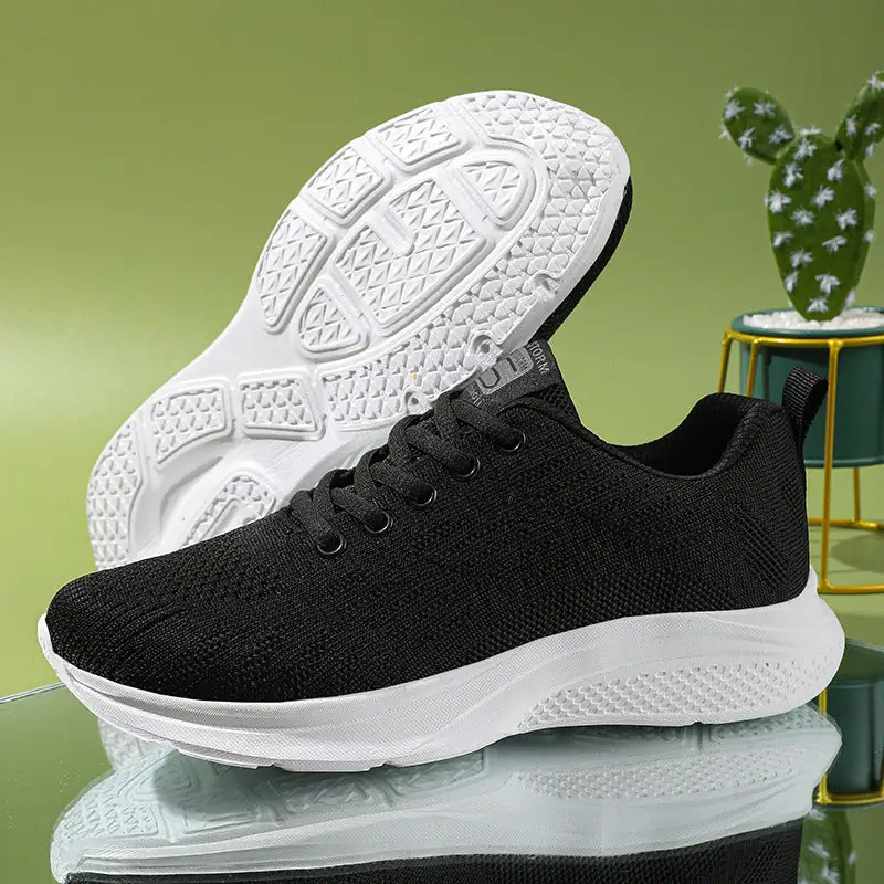 Platform Flats Air Mesh Bandage Shoes Casual Sports Women Pink Sneakers