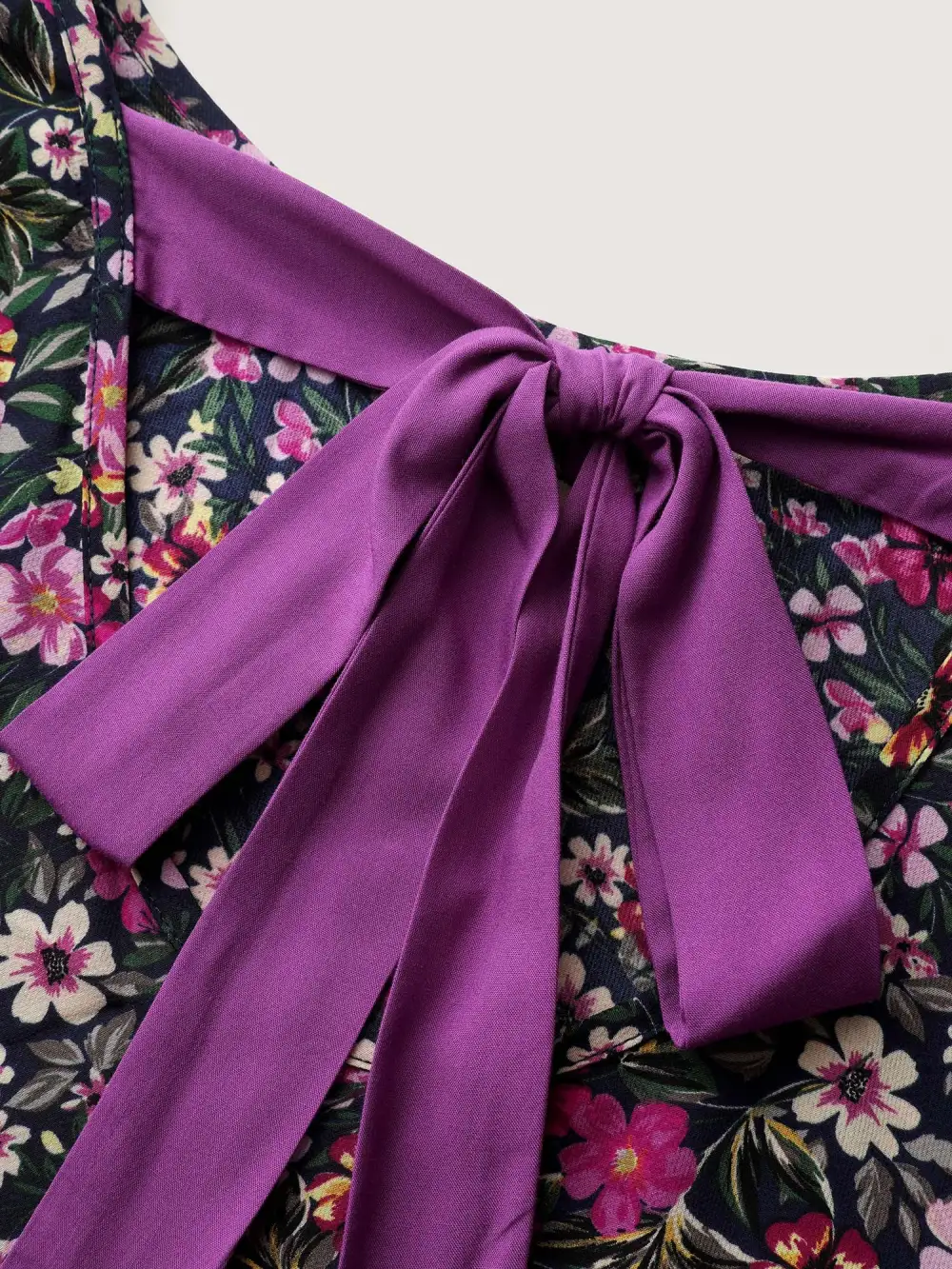 Floral Print Back Bowknot Blouse