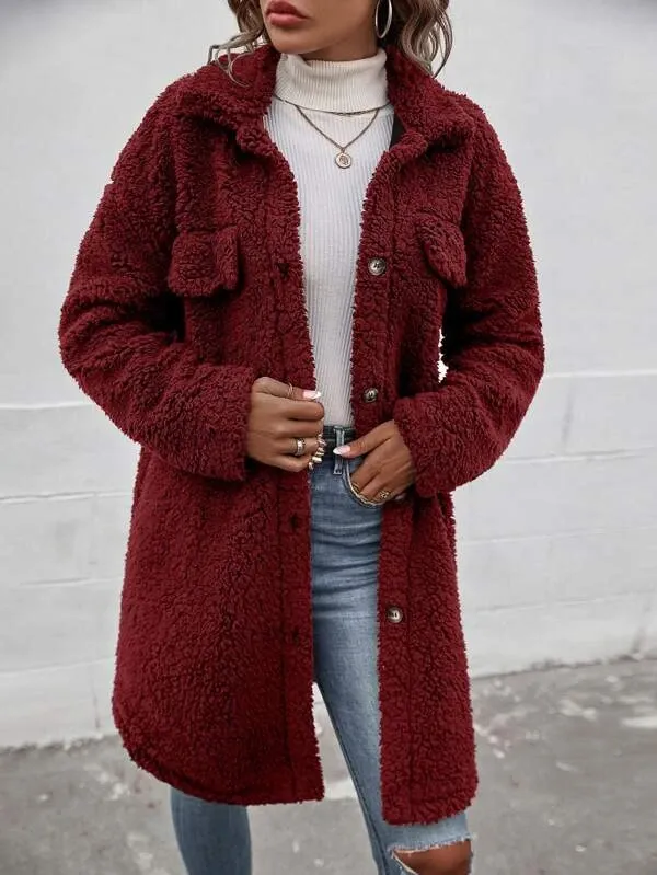 Drop Shoulder Flap Detail Cotton Coat