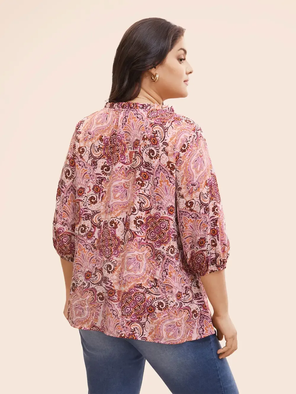 Bandana Frill Trim Tie Knot Blouse