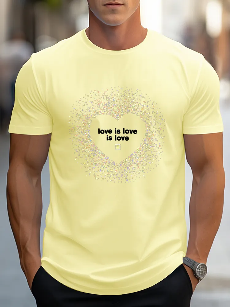 Pure Cotton Round-Neck Short-Sleeved Shirt Love Is Love Is Love T-Shirt