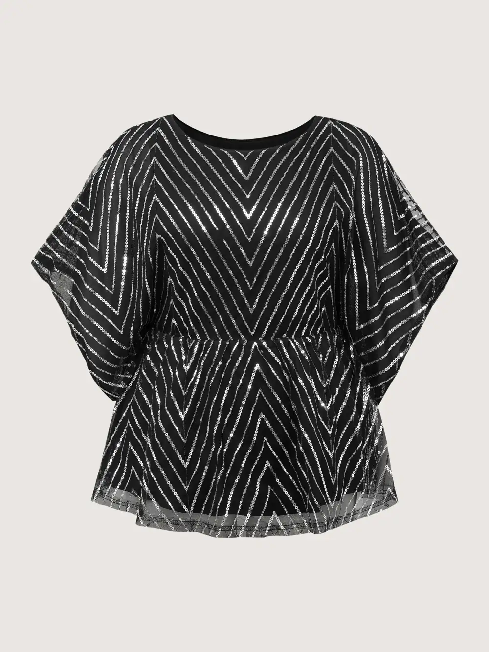 Zigzag Sequin Stretchy Waist Blouse