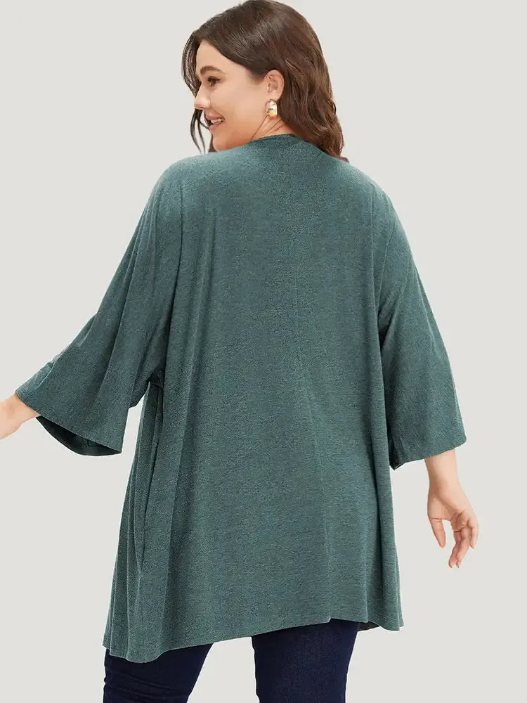 Supersoft Essentials Plain Open Front Pocket Batwing Sleeve Kimono