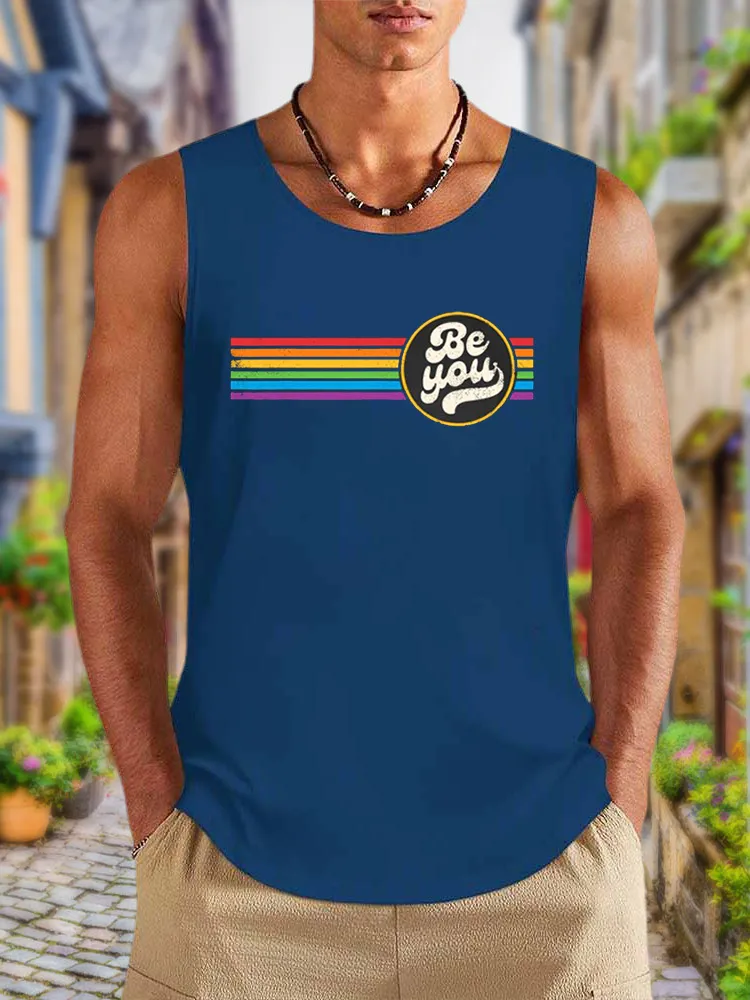 Men'S LGBTQ Be Kind Gay Pride LGBT Ally Rainbow Flag Retro Vintage Vests