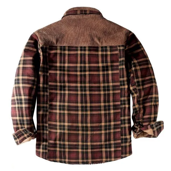 Men's Flannel Stitched Cotton Jacket Warm Top