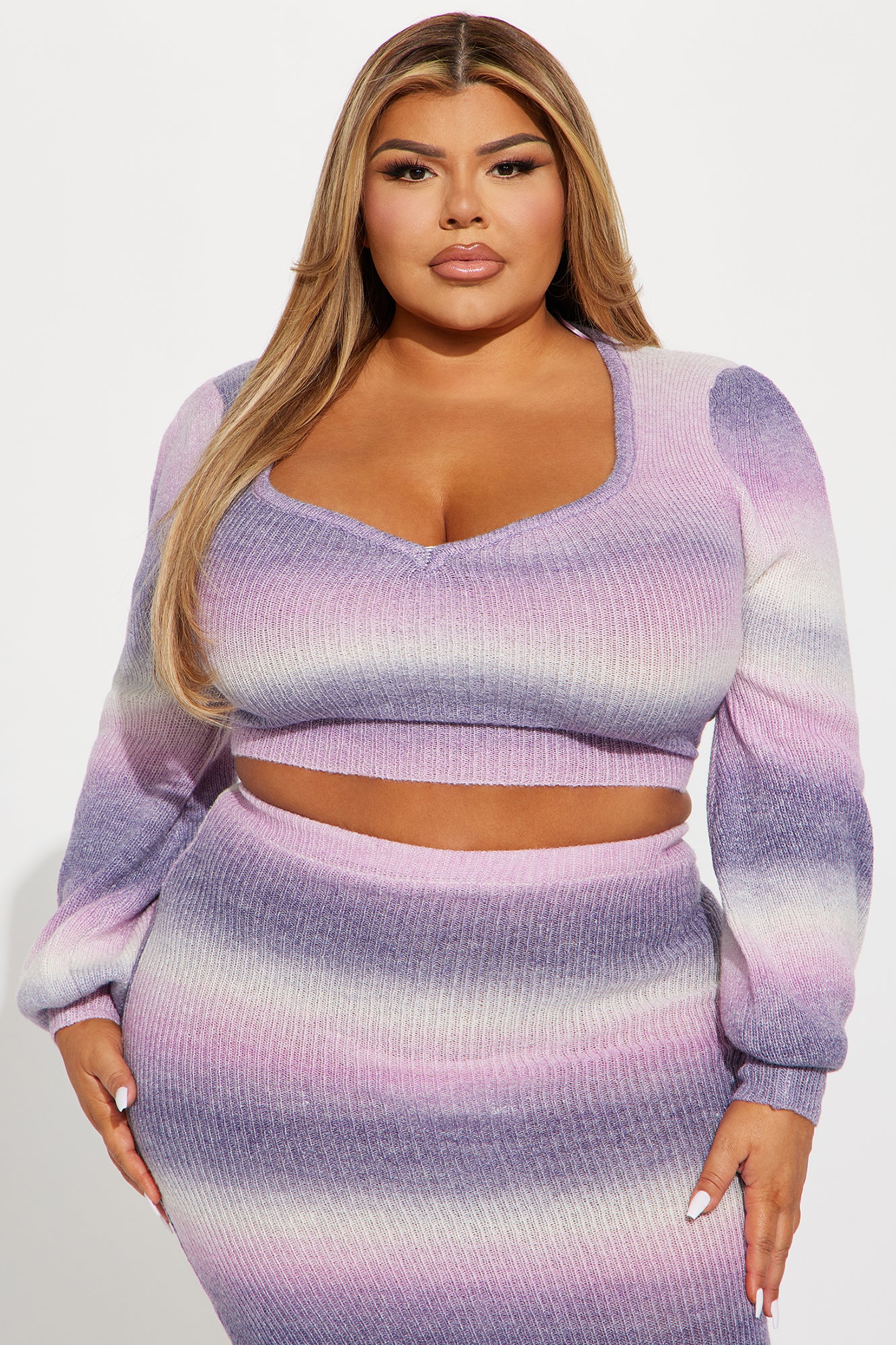 Sofie Sweater Skirt Set - Purple/combo