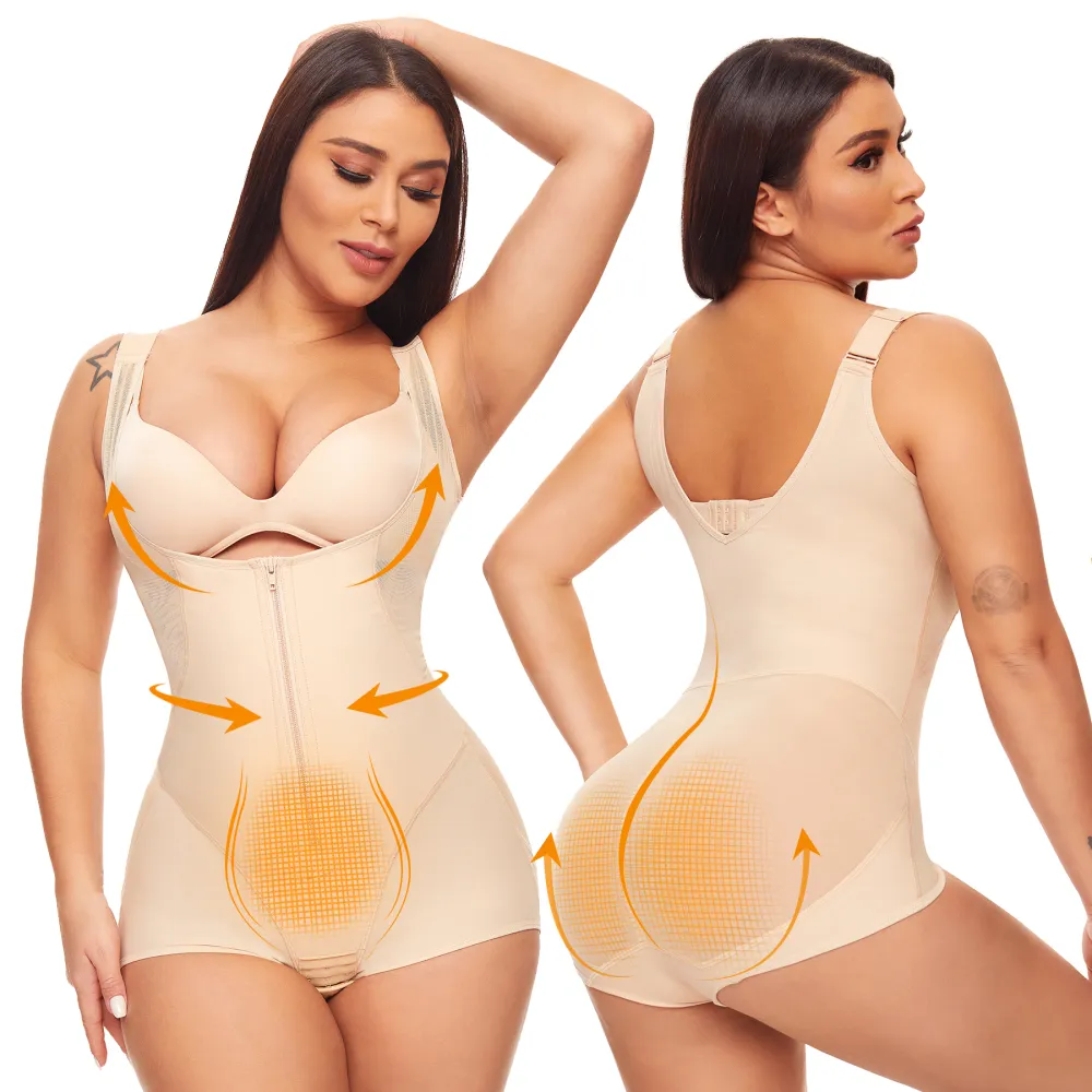 Single Row Zipper Simple One Piece Shapewear