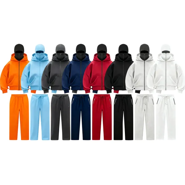 Zip Up Fashion Double Layer Hoodie Hip Hop Outerwear Sets