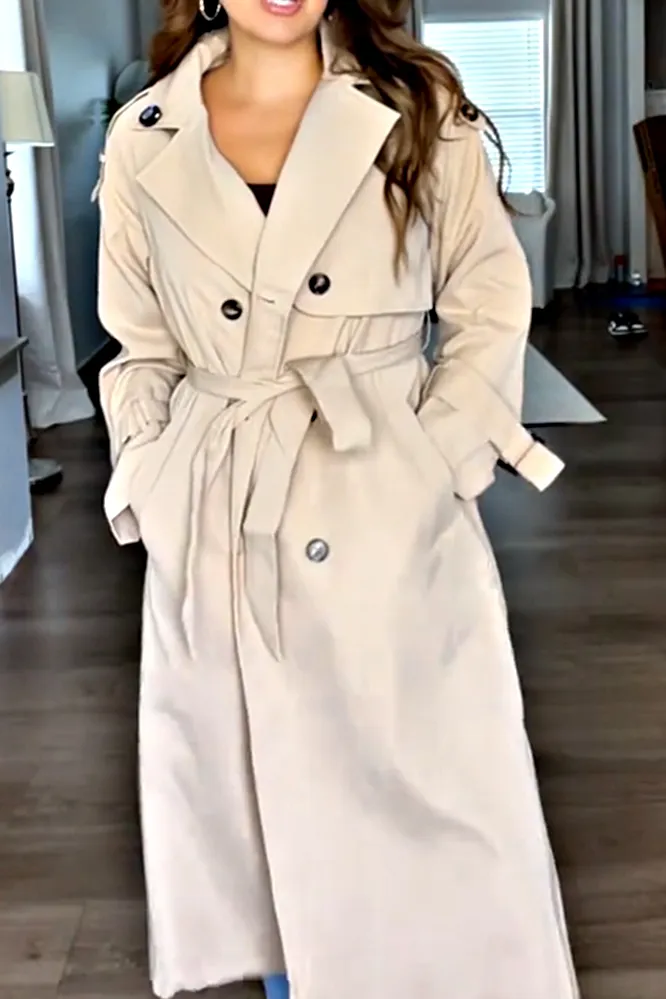 Women's solid color casual trench coat