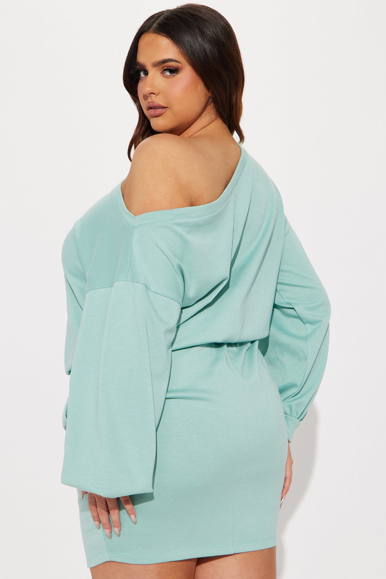 Just Chillin French Terry Mini Dress - Mint