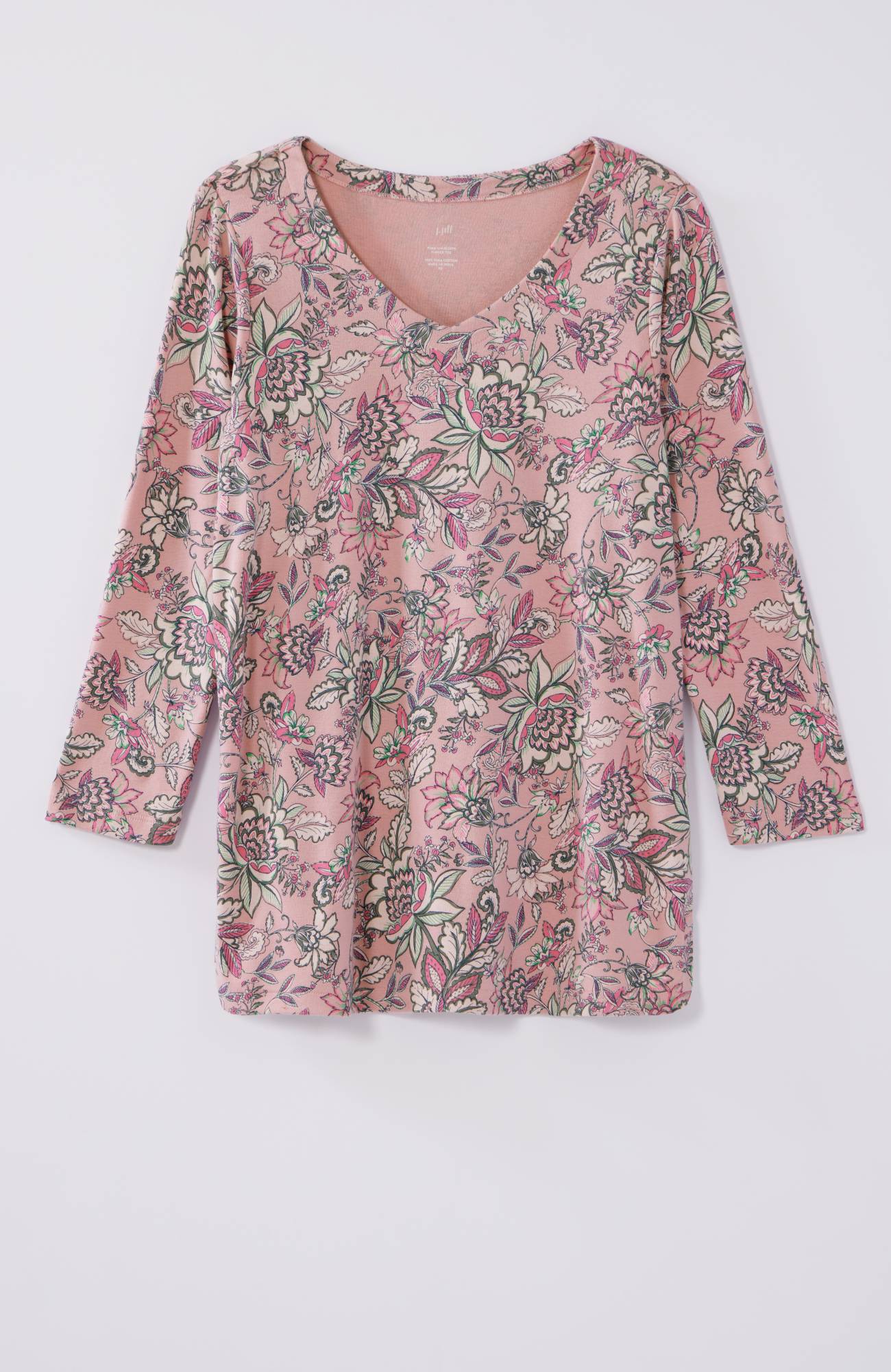 pima 3/4-sleeve v-neck tee