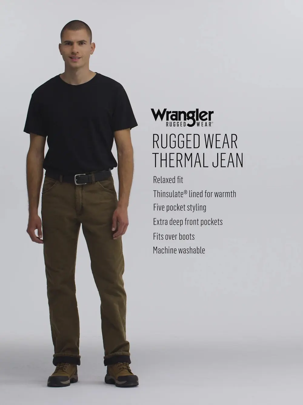 WRANGLER RUGGED WEAR THERMAL JEAN IN STONEWASHED