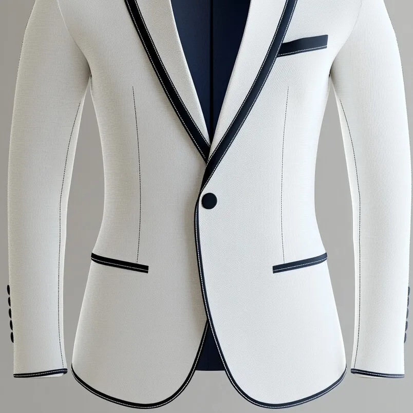Men's Business Contrast Binding Lapel Collar One Button Long Sleeve Blazer