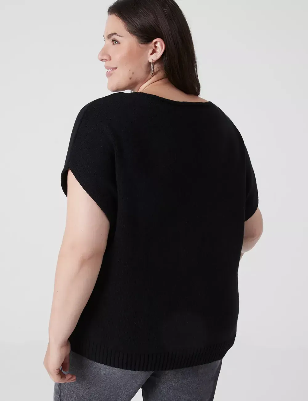 Relaxed Short-Sleeve Boatneck Pullover Sweater