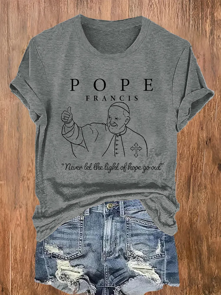 Women's Never Let The Light Of Hope Go Out Print Short Sleeve Round Neck Cotton T-Shirt