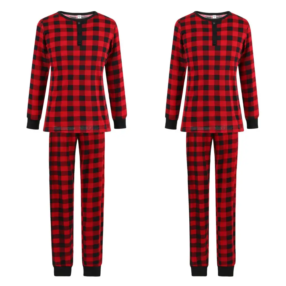 Christmas Black-Red Plaid Family Matching Pajamas Set (with Pet Dog Clothes)