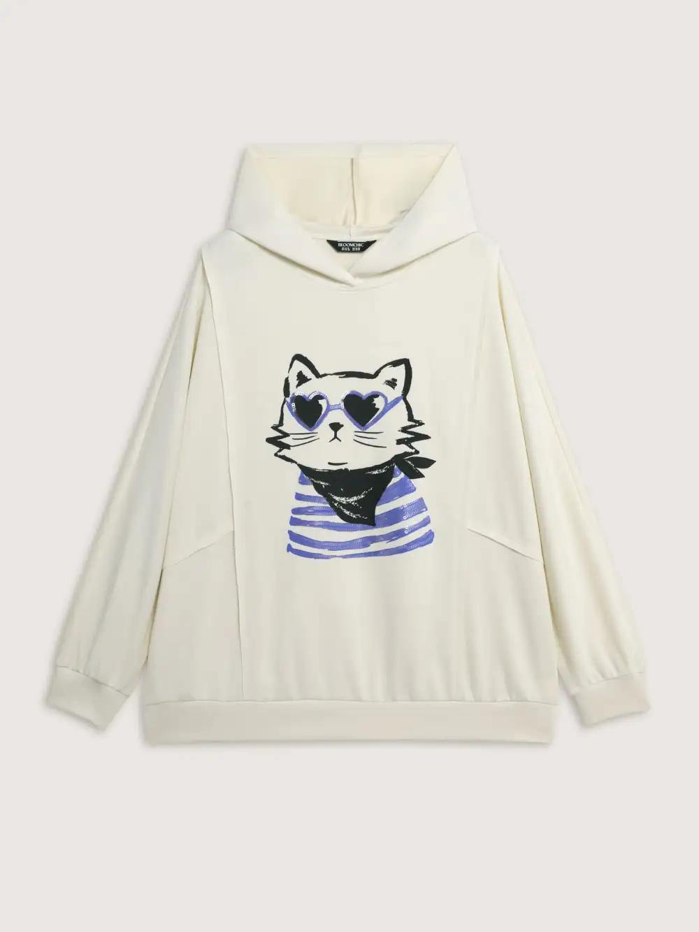 Supersoft Cat Embroidered Sequin Hoodie