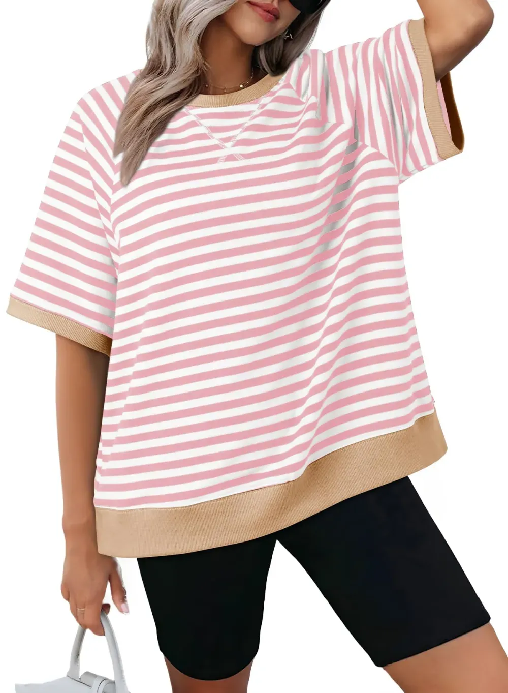 ✨Women's Oversized Striped Color Block Casual T-Shirt