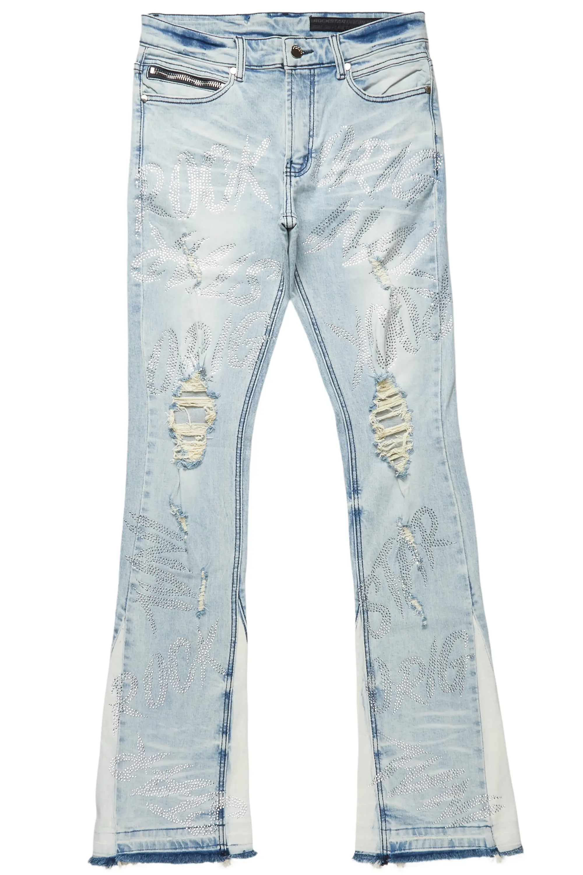 Cato Graphic Stacked Flare Jean-Blue