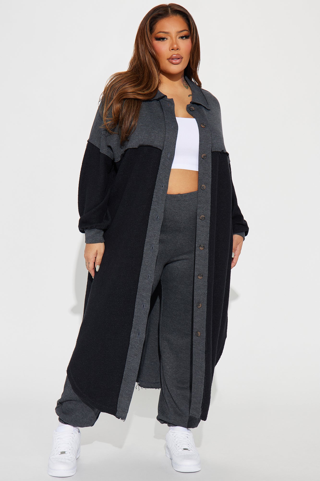On The Down Low Jogger Set - Charcoal