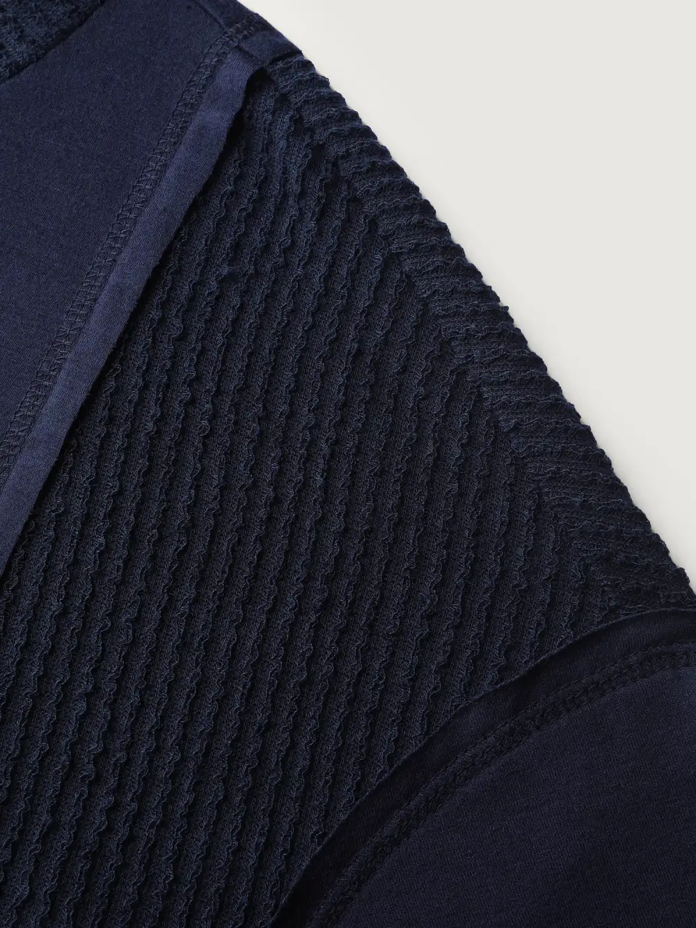 Crew Neck Textured Patchwork Sweatshirt