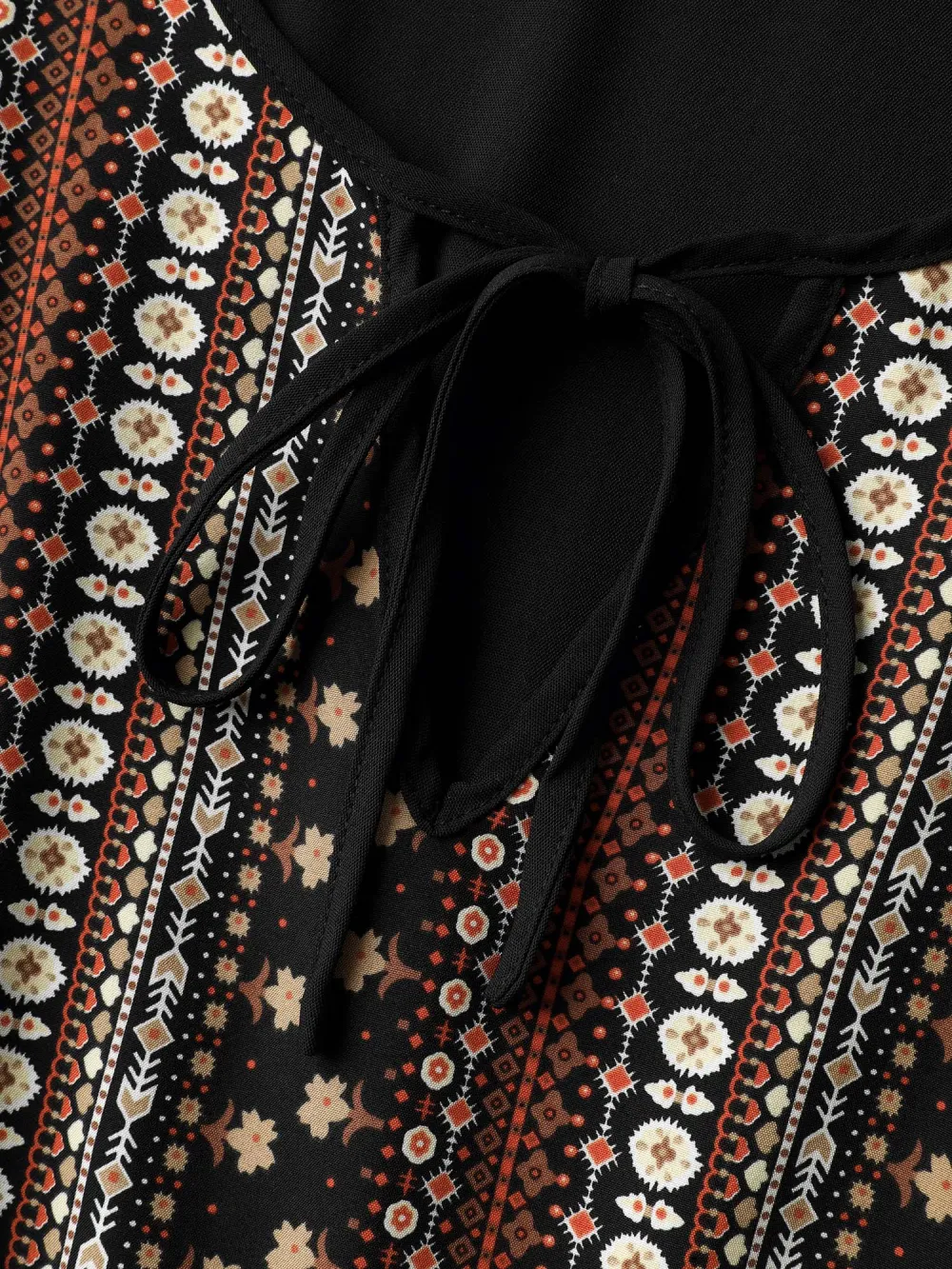 Boho Stripes Neck Tie Midi Dress