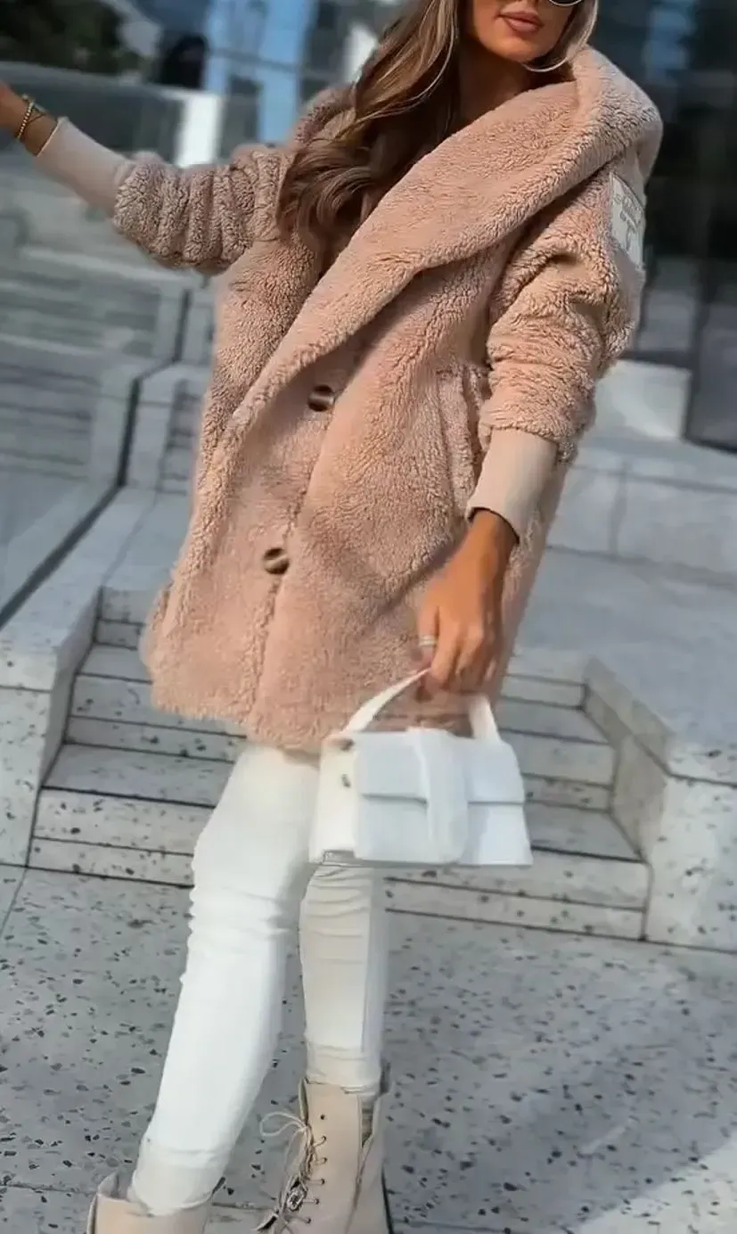 Cozy Rose Hooded Teddy Coat