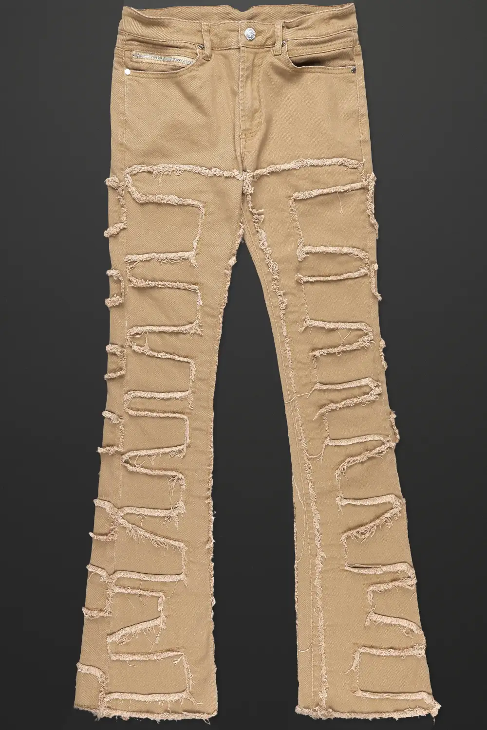 Gavin Beige Stacked Flare Jean