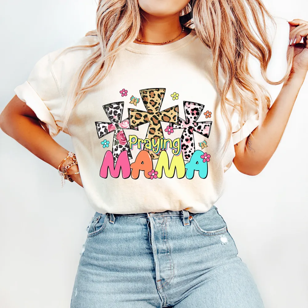 Praying Mama Printed Round Neck Short Sleeve T-Shirt